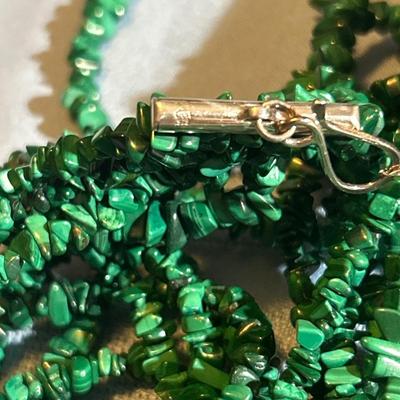 Jay King DTR 925 sterling Seven 7 Strand Green Malachite Statement Necklace