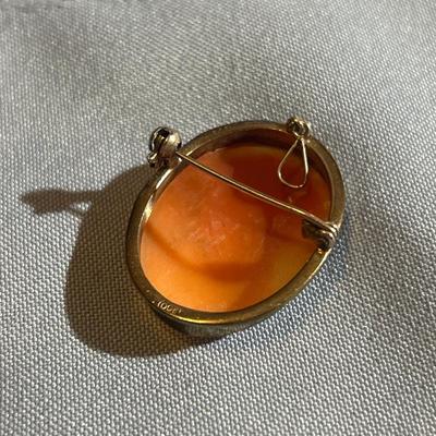 800 Silver Cameo Pendant Brooch & Sterling Silver Necklace Set, Hand Carved Shell Cameo Necklace