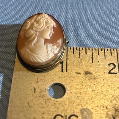 800 Silver Cameo Pendant Brooch & Sterling Silver Necklace Set, Hand Carved Shell Cameo Necklace