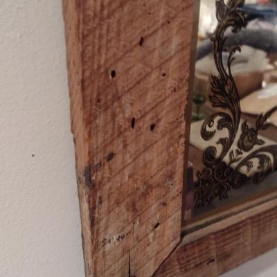 Vintage Wood Framed Coca-Cola Mirror- Approx 29 3/8