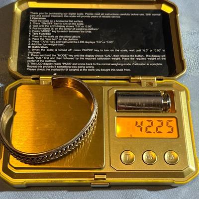 Tom Hawk .925 Sterling Silver & 12k GF Pulled Feather Cuff Bracelet.