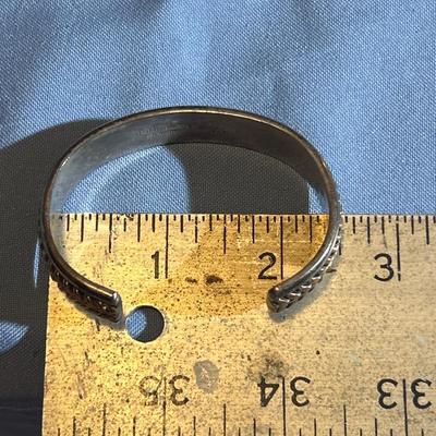 Tom Hawk .925 Sterling Silver & 12k GF Pulled Feather Cuff Bracelet.