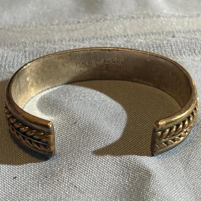 Tom Hawk .925 Sterling Silver & 12k GF Pulled Feather Cuff Bracelet.