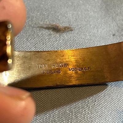 Tom Hawk .925 Sterling Silver & 12k GF Pulled Feather Cuff Bracelet.