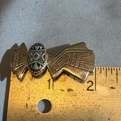 "RMT" Original Navajo 925 Sterling Zig Zag Ring & Pendant / Brooch - 2 pc Lot