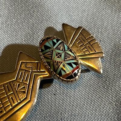 "RMT" Original Navajo 925 Sterling Zig Zag Ring & Pendant / Brooch - 2 pc Lot