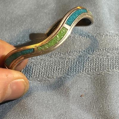 Southwest Sterling silver style bracelet with inlay