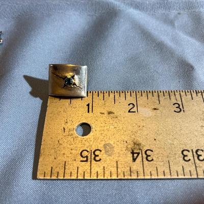 Sterling silver & sapphire earrings - Mid Century Modern - Brutalist Design