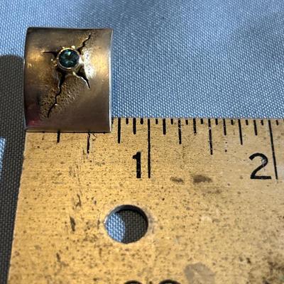 Sterling silver & sapphire earrings - Mid Century Modern - Brutalist Design