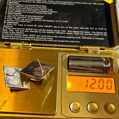 Sterling silver & sapphire earrings - Mid Century Modern - Brutalist Design