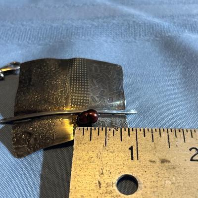 Lynda Fullerton Bahr Limited Edition Handmade Sterling Silver Modernist Pink Pearl Brooch