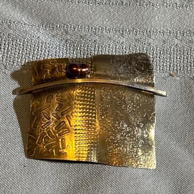 Lynda Fullerton Bahr Limited Edition Handmade Sterling Silver Modernist Pink Pearl Brooch