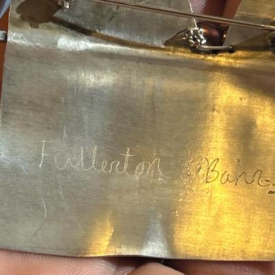 Lynda Fullerton Bahr Limited Edition Handmade Sterling Silver Modernist Pink Pearl Brooch