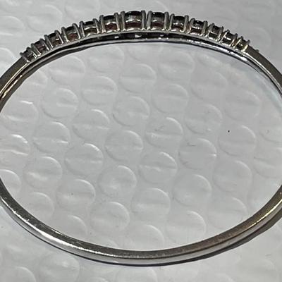Vintage Large Size Sterling Silver Hinged Garnet Bangle Bracelet w/Graduated Garnets & Figure-8 Safety Clasp. Made for a 8