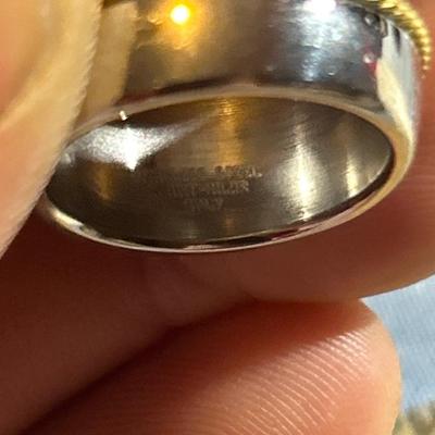 VINTAGE MILOR ITALY 18K GOLD & STAINLESS WIDE BAND RING 10.5 GRAMS