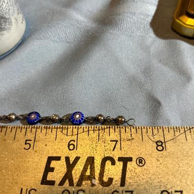 Glass Of Venice Murano Glass Mosaic Millefiori Bracelet Blue & Sterling Silver