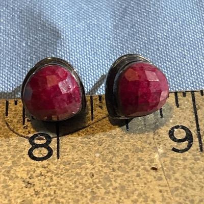 Natural Ruby Gemstone Earrings 925 Sterling Silver Ethnic Jewelry