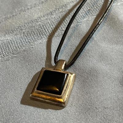 Sterling Silver Black Stone Barra Necklace