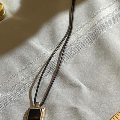 Sterling Silver Black Stone Barra Necklace