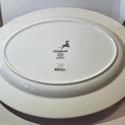 Vintage Lenox Scalamandre Toile Tale 16" x 12" Oval Serving Platter Blue/White in New Never Used Condition.
