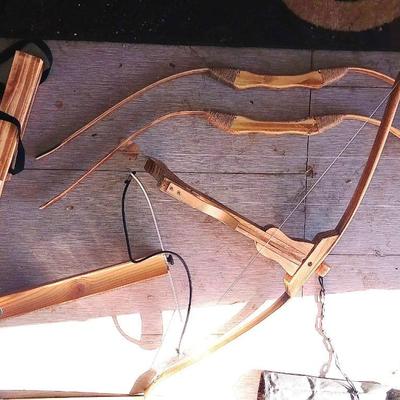 WOODEN BOWS AND ARROWS
