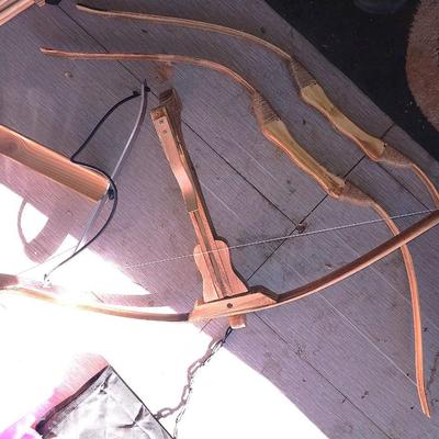 WOODEN BOWS AND ARROWS