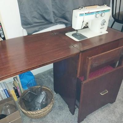 NECCHI SEWING MACHINE IN UNIQUE STYLE SEWING TABLE AND CHAIR