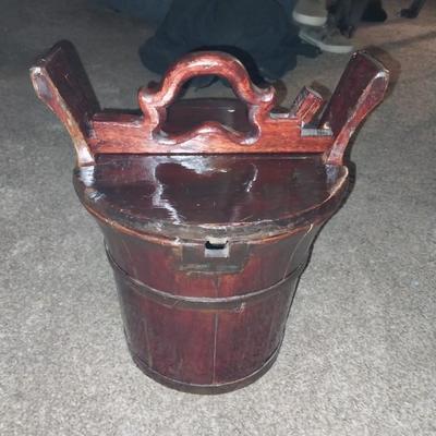 WOODEN VINTAGE ASIAN RICE/WATER BUCKET
