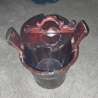 WOODEN VINTAGE ASIAN RICE/WATER BUCKET