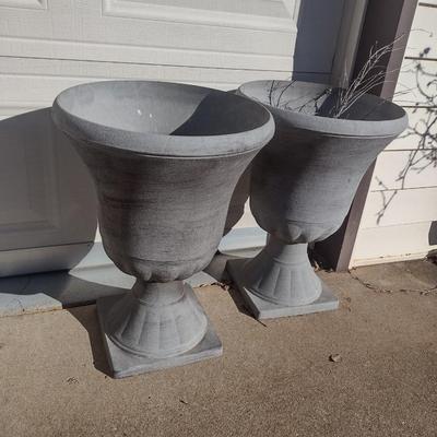 Pair of Composite Large Urn Style Planter Pots