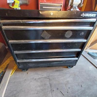 HUSKY BLACK FOUR DRAWER TOOLBOX ON CASTORS