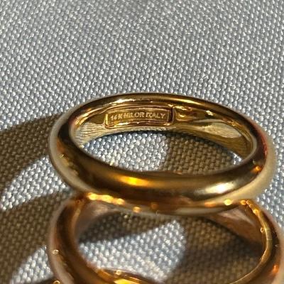 Milor Italy Polished 14K Tri Color Gold Band Three Ring Set, 2.5 grams