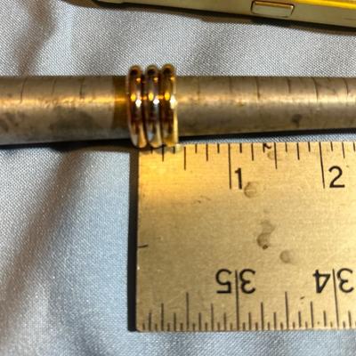 Milor Italy Polished 14K Tri Color Gold Band Three Ring Set, 2.5 grams