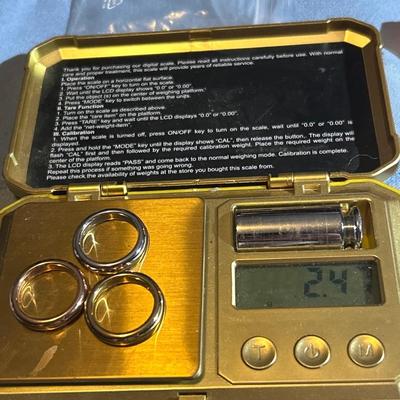 Milor Italy Polished 14K Tri Color Gold Band Three Ring Set, 2.5 grams