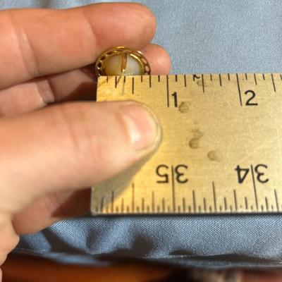 Vintage Round MabÃ© Pearl Earrings 14K Yellow Gold