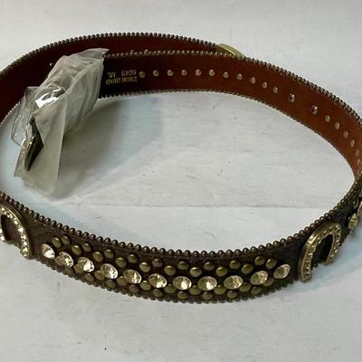Women's Cowgirl Bling Belt Leather and Rhinestone with Golden Horseshoes