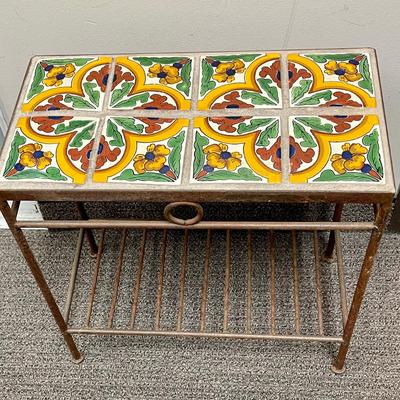 Wrought Iron - Talavera Tile Side Table - 8 Tiles
