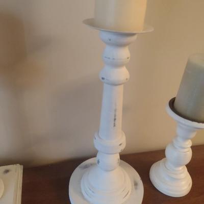 Set of Four Ornate Wood and Composite Decorative Candle Holders