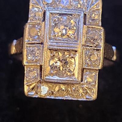 Ladies' Antique Platinum And Diamond Cocktail ring