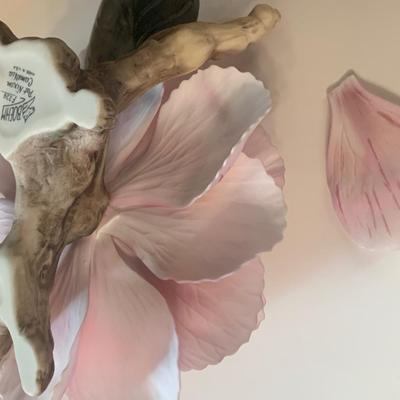 TWO Boehm Porcelain Flowers Pat Nixon Camellia & Nancy Reagan Rose - Both Damaged