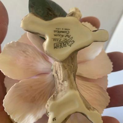 TWO Boehm Porcelain Flowers Pat Nixon Camellia & Nancy Reagan Rose - Both Damaged