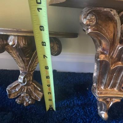 THREE Vintage Wood Wall Gold Gilt Sconces