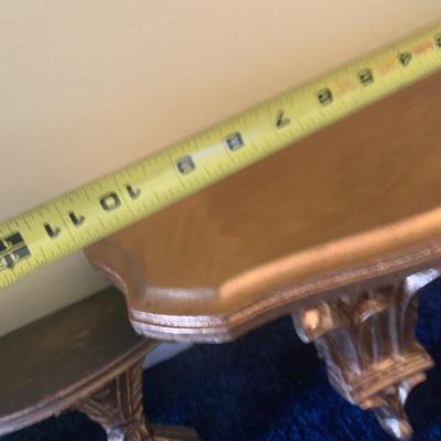 THREE Vintage Wood Wall Gold Gilt Sconces