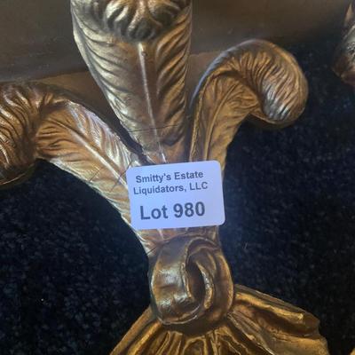 THREE Vintage Wood Wall Gold Gilt Sconces