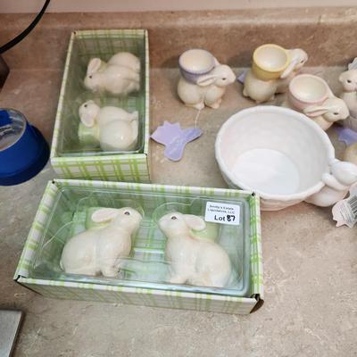 Hallmark Easter Bunny Egg Holders , Bowl, Easter Bunny Taper Holders