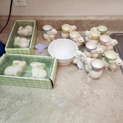 Hallmark Easter Bunny Egg Holders , Bowl, Easter Bunny Taper Holders