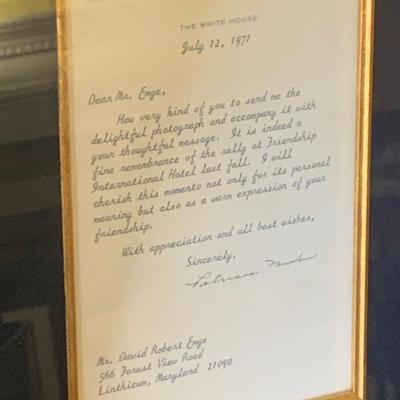 Patricia Nixon Signed Letter W Accompanying Photo