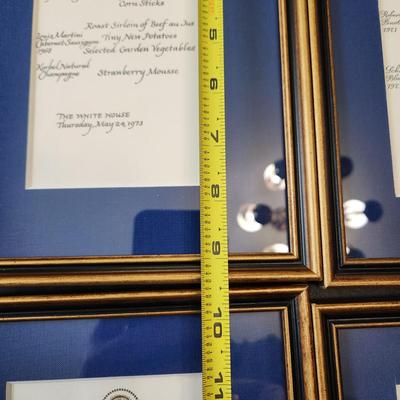 13 Different White House Menus Framed Luncheon Dinner