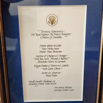 13 Different White House Menus Framed Luncheon Dinner