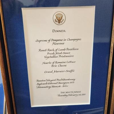 13 Different White House Menus Framed Luncheon Dinner